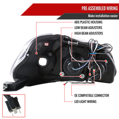 1996-1998 Honda Civic Dual Halo Projector Headlights (Matte Black Housing/Clear Lens)