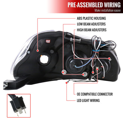 1996-1998 Honda Civic Dual Halo Projector Headlights (Matte Black Housing/Clear Lens)