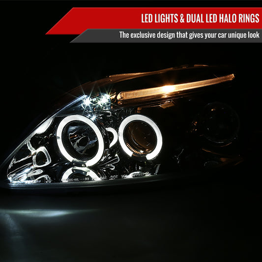 1999-2000 Honda Civic Dual Halo Projector Headlights (Chrome Housing/Clear Lens)