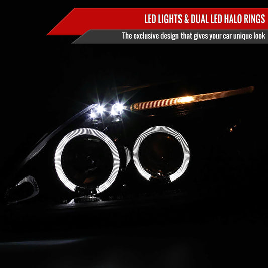 1999-2000 Honda Civic Dual Halo Projector Headlights (Glossy Black Housing/Smoked Lens)