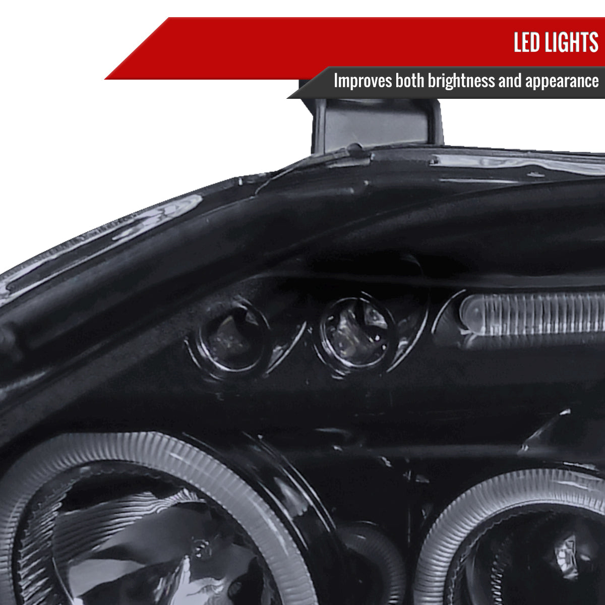 1999-2000 Honda Civic Dual Halo Projector Headlights (Glossy Black Housing/Smoked Lens)