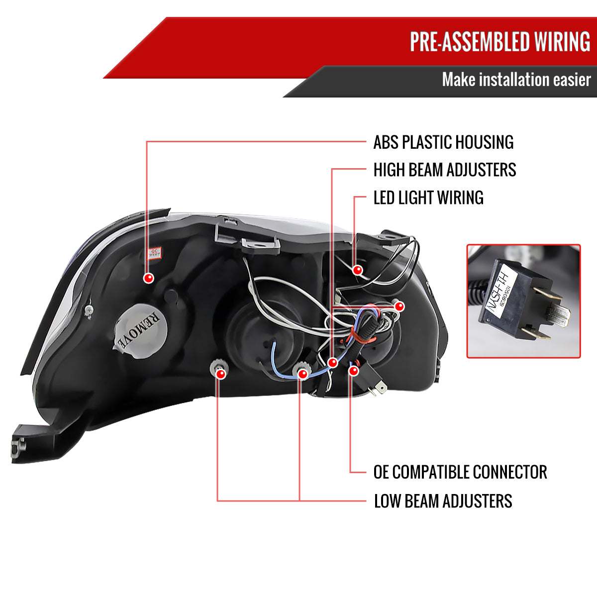 1999-2000 Honda Civic Dual Halo Projector Headlights (Glossy Black Housing/Smoked Lens)