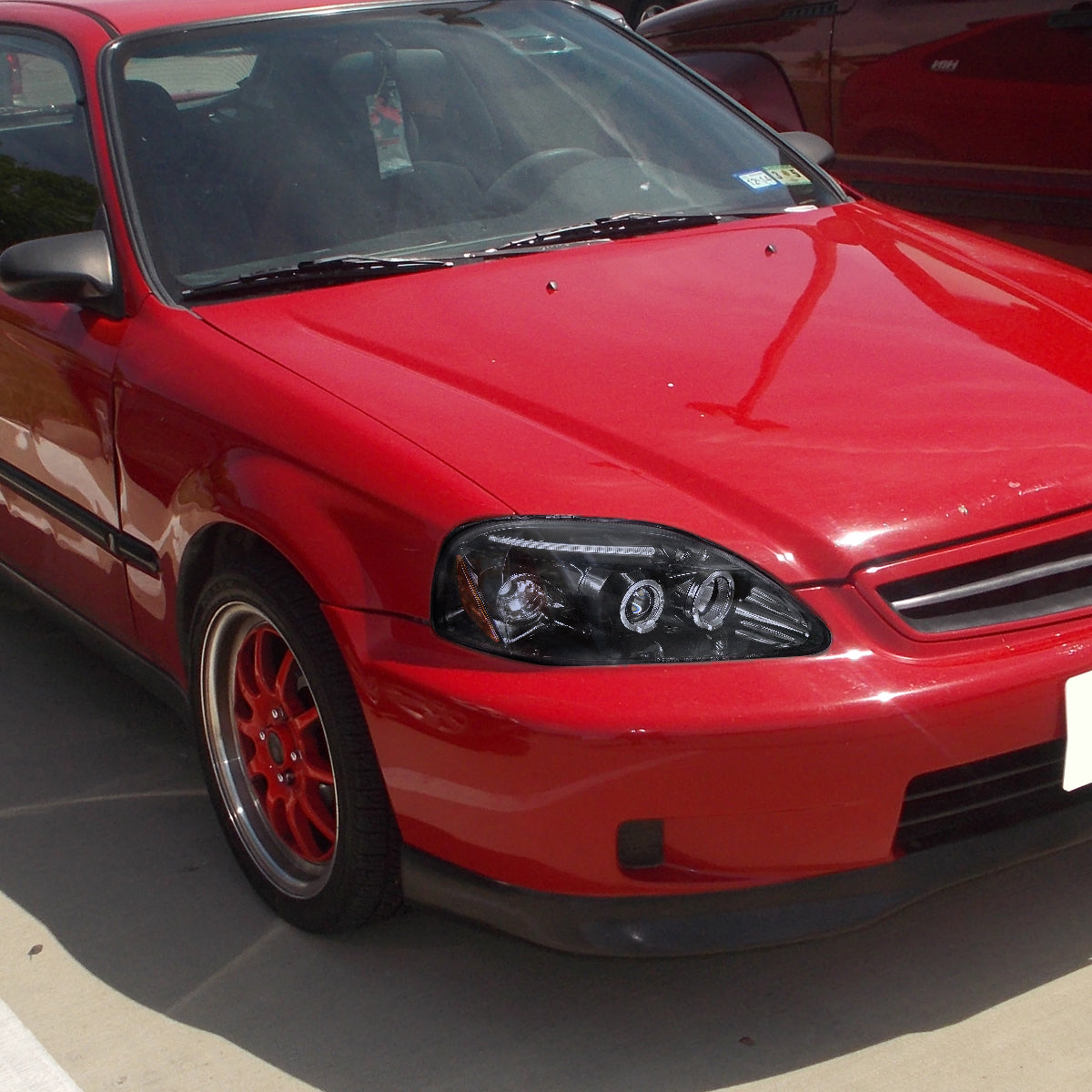 1999-2000 Honda Civic Dual Halo Projector Headlights (Glossy Black Housing/Smoked Lens)
