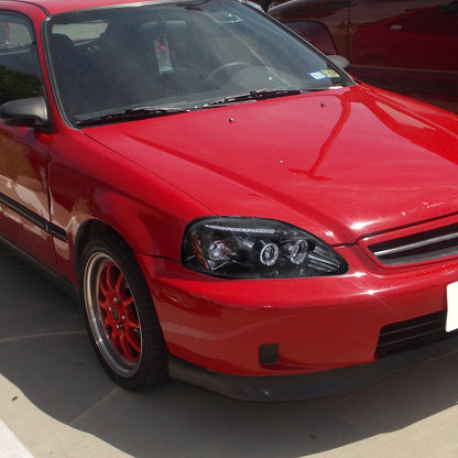1999-2000 Honda Civic Dual Halo Projector Headlights (Glossy Black Housing/Smoked Lens)