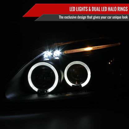 1999-2000 Honda Civic Dual Halo Projector Headlights (Matte Black Housing/Clear Lens)