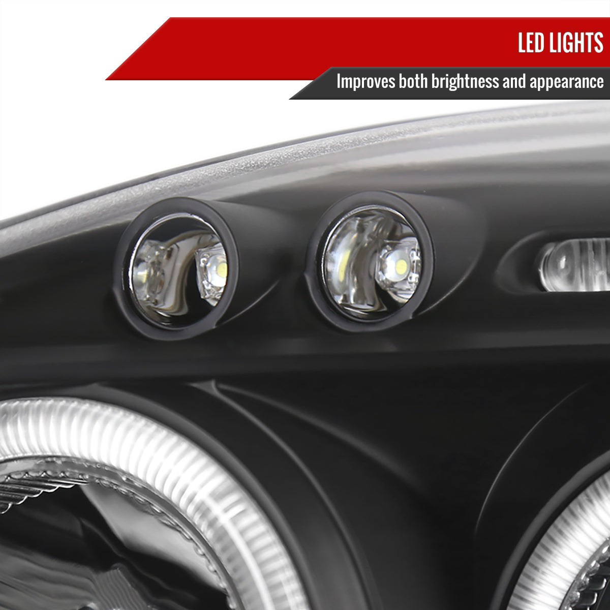 1999-2000 Honda Civic Dual Halo Projector Headlights (Matte Black Housing/Clear Lens)