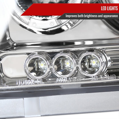 2005-2007 Dodge Dakota Dual Halo Projector Headlights (Chrome Housing/Clear Lens)