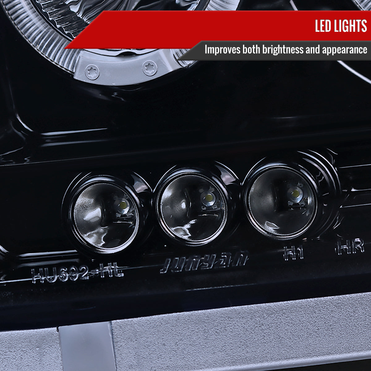 2005-2007 Dodge Dakota Dual Halo Projector Headlights (Glossy Black Housing/Smoked Lens)