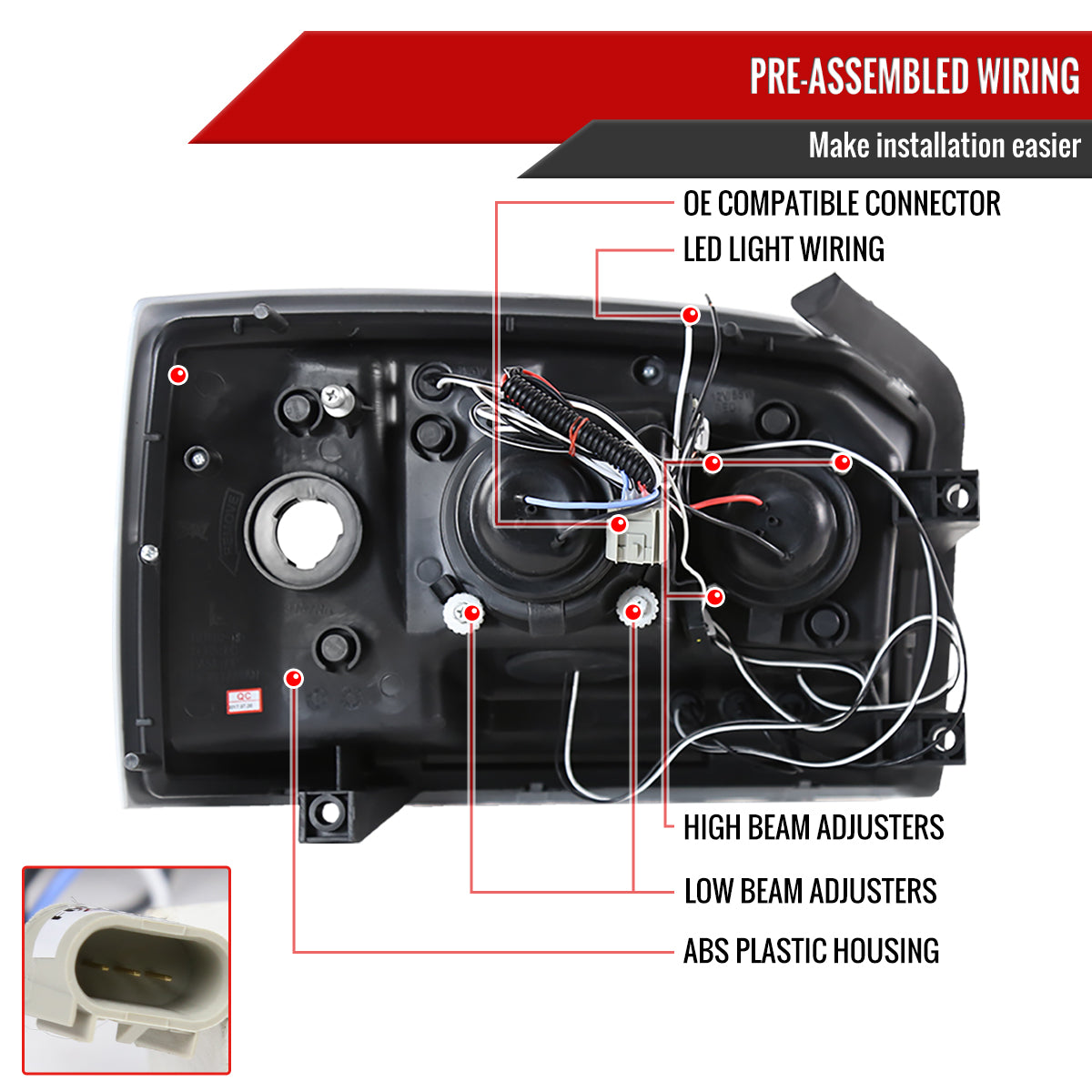 2005-2007 Dodge Dakota Dual Halo Projector Headlights (Glossy Black Housing/Smoked Lens)