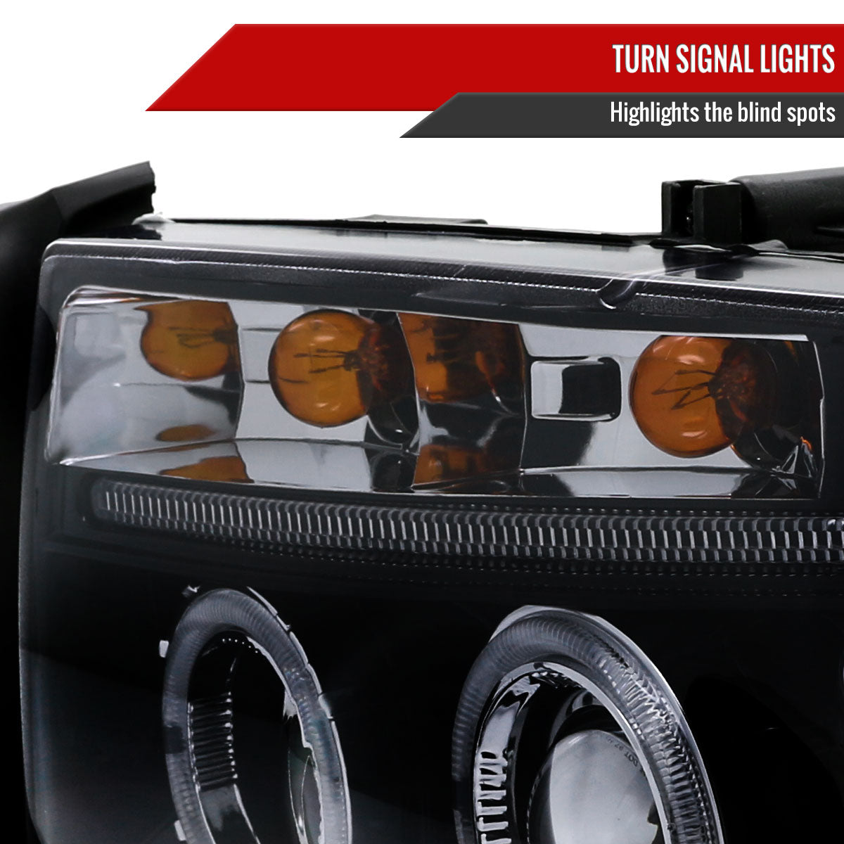 1997-2004 Dodge Dakota/ 1998-2003 Durango Dual Halo Projector Headlights (Glossy Black Housing/Smoked Lens)