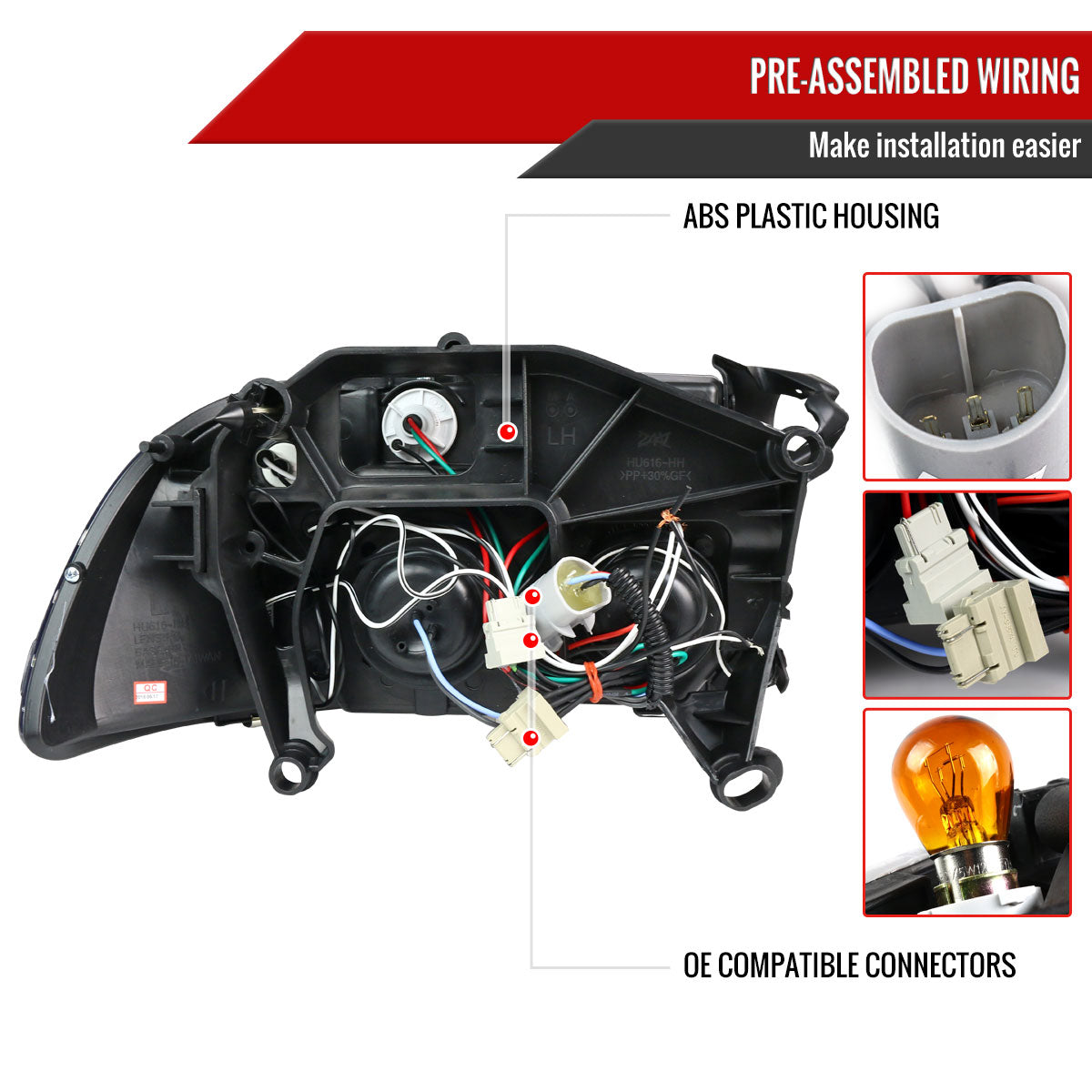 1997-2004 Dodge Dakota/ 1998-2003 Durango Dual Halo Projector Headlights (Matte Black Housing/Clear Lens)