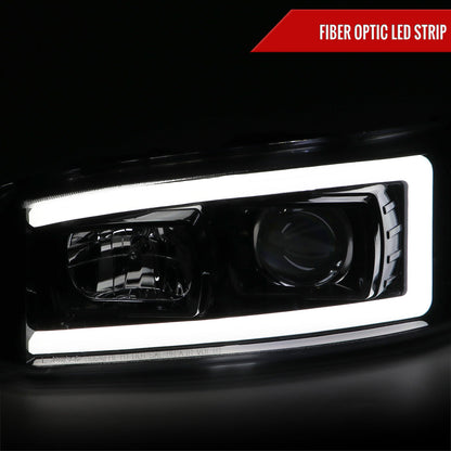 2000-2006 GMC Sierra/Denali/Yukon LED Strip Projector Headlights (Glossy Black Housing/Clear Lens)