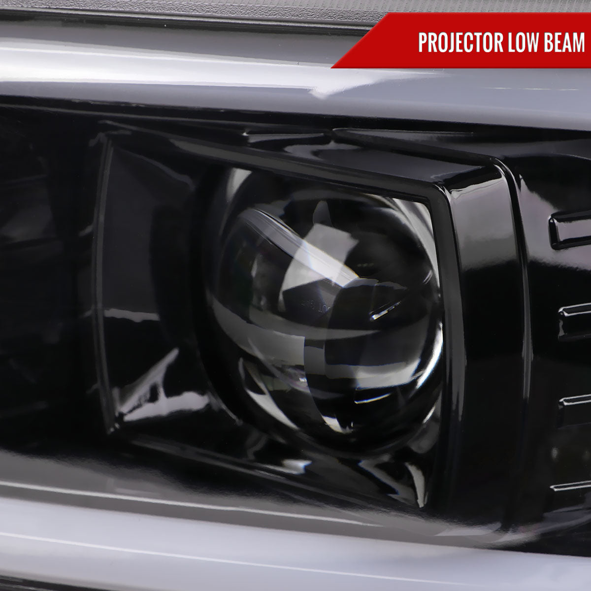 2000-2006 GMC Sierra/Denali/Yukon LED Strip Projector Headlights (Glossy Black Housing/Clear Lens)