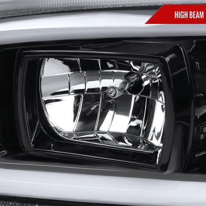 2000-2006 GMC Sierra/Denali/Yukon LED Strip Projector Headlights (Glossy Black Housing/Clear Lens)