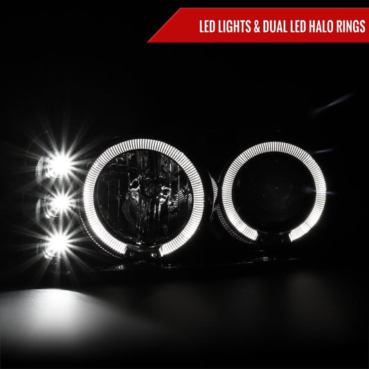 1999-2006 GMC Sierra/Yukon/Yukon XL Dual Halo Projector Headlights (Jet Black Housing/Clear Lens)