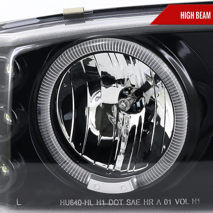 1999-2006 GMC Sierra/Yukon/Yukon XL Dual Halo Projector Headlights (Jet Black Housing/Clear Lens)