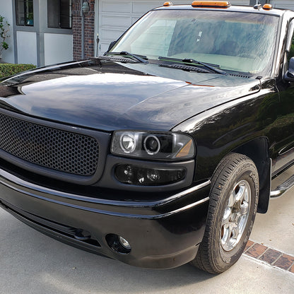 1999-2006 GMC Sierra/Yukon/Yukon XL Dual Halo Projector Headlights (Jet Black Housing/Clear Lens)