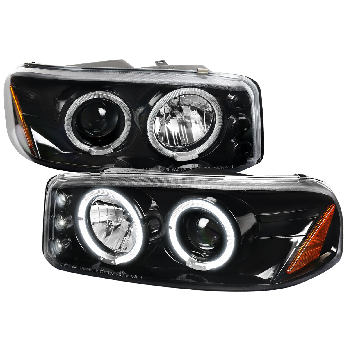 1999-2006 GMC Sierra/Yukon/Yukon XL Dual Halo Projector Headlights (Jet Black Housing/Clear Lens)