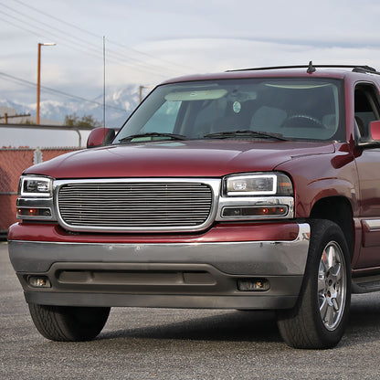 2000-2006 GMC Sierra/Denali/Yukon LED Strip Projector Headlights (Matte Black Housing/Clear Lens)