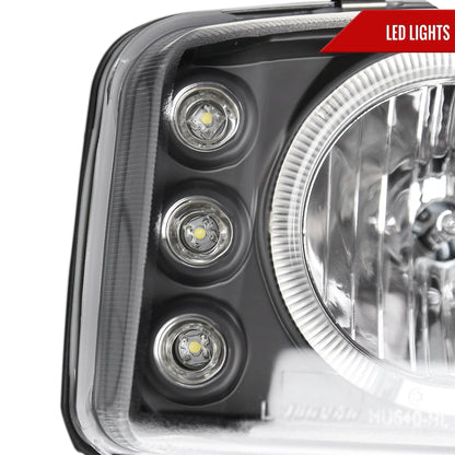 1999-2006 GMC Sierra/Yukon/Yukon XL Dual Halo Projector Headlights (Matte Black Housing/Clear Lens)