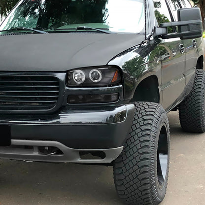 1999-2006 GMC Sierra/Yukon/Yukon XL Dual Halo Projector Headlights (Matte Black Housing/Clear Lens)