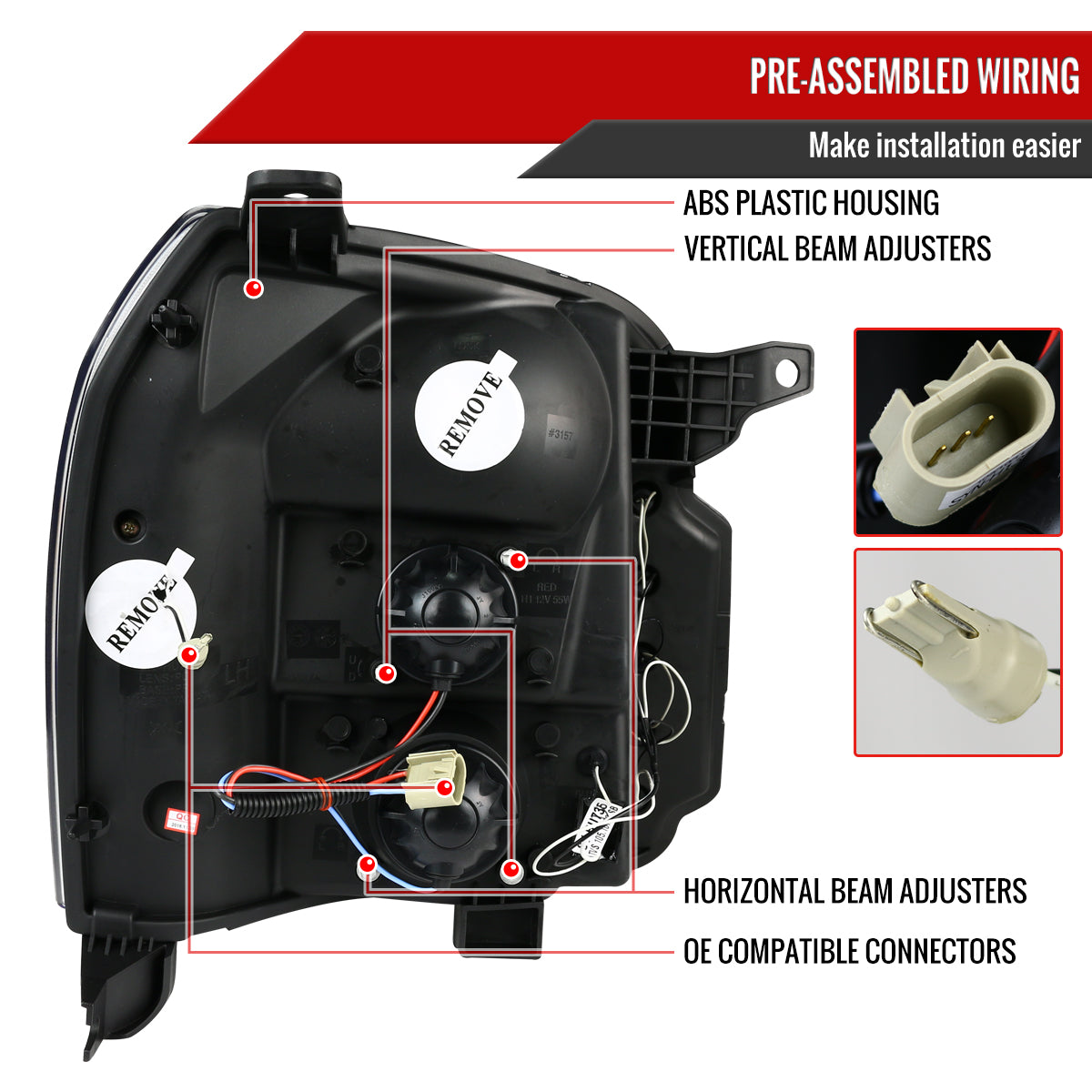 2007-2014 GMC Yukon/Yukon XL 1500/2500 Projector Headlights (Chrome Housing/Clear Lens)