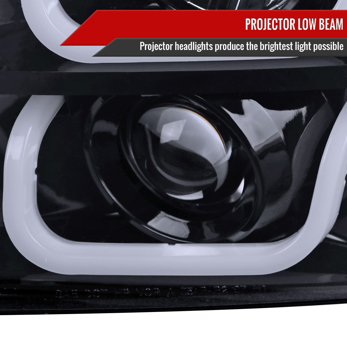 2007-2014 GMC Yukon/Yukon XL 1500/2500 LED U-Bar Projector Headlights (Glossy Black Housing/Light Smoked Lens)