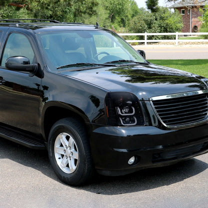 2007-2014 GMC Yukon/Yukon XL 1500/2500 LED U-Bar Projector Headlights (Glossy Black Housing/Light Smoked Lens)