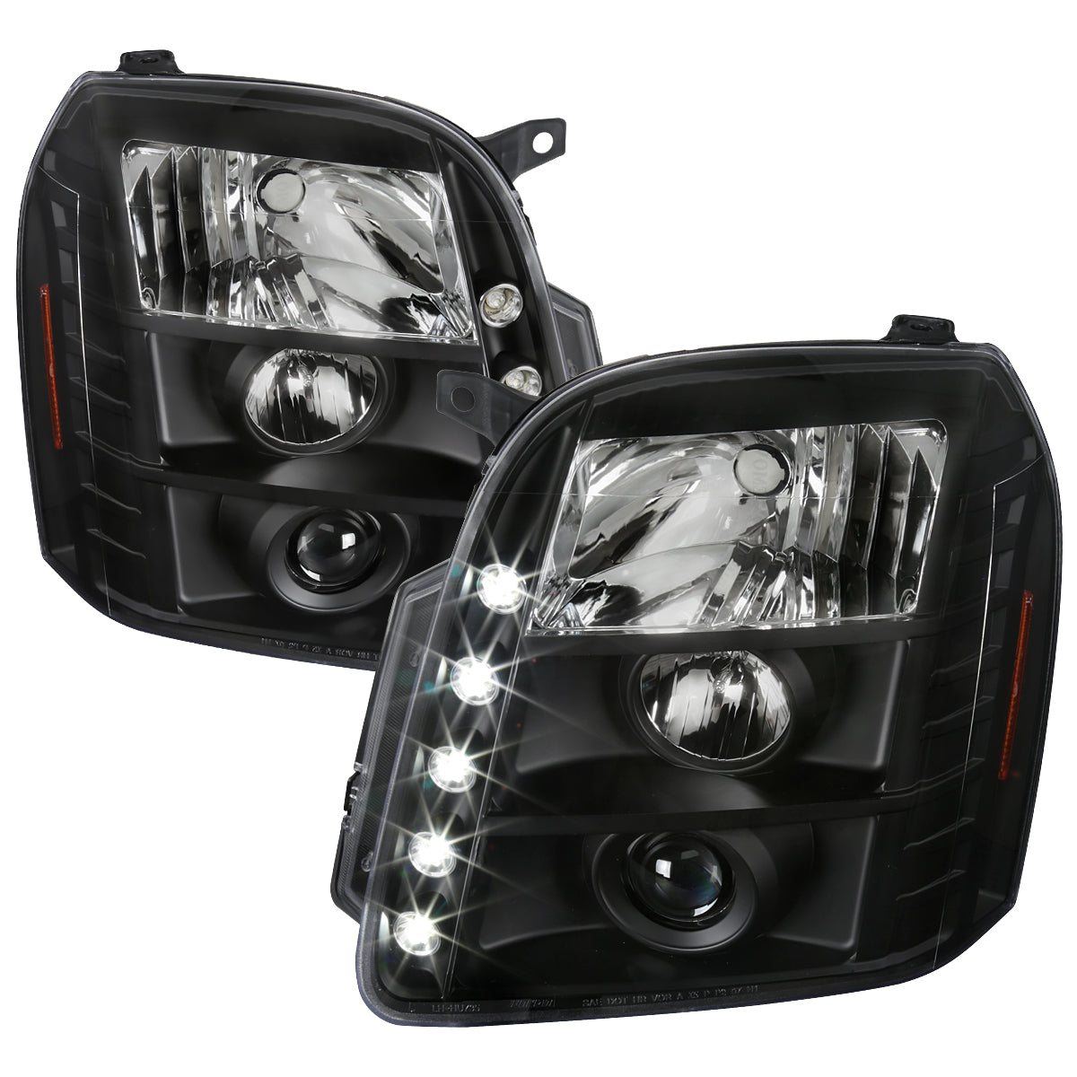 2007-2014 GMC Yukon/Yukon XL 1500/2500 Projector Headlights (Matte Black Housing/Clear Lens)