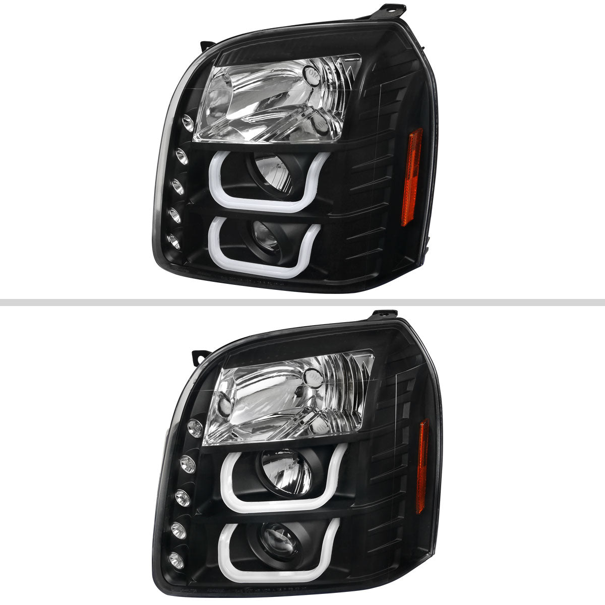 2007-2014 GMC Yukon/Yukon XL 1500/2500 LED U-Bar Projector Headlights (Matte Black Housing/Clear Lens)