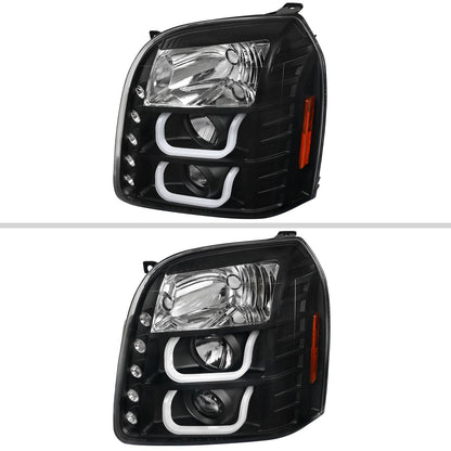 2007-2014 GMC Yukon/Yukon XL 1500/2500 LED U-Bar Projector Headlights (Matte Black Housing/Clear Lens)