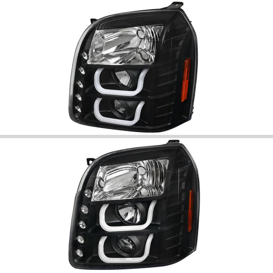 2007-2014 GMC Yukon/Yukon XL 1500/2500 LED U-Bar Projector Headlights (Matte Black Housing/Clear Lens)