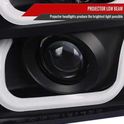2007-2014 GMC Yukon/Yukon XL 1500/2500 LED U-Bar Projector Headlights (Matte Black Housing/Clear Lens)