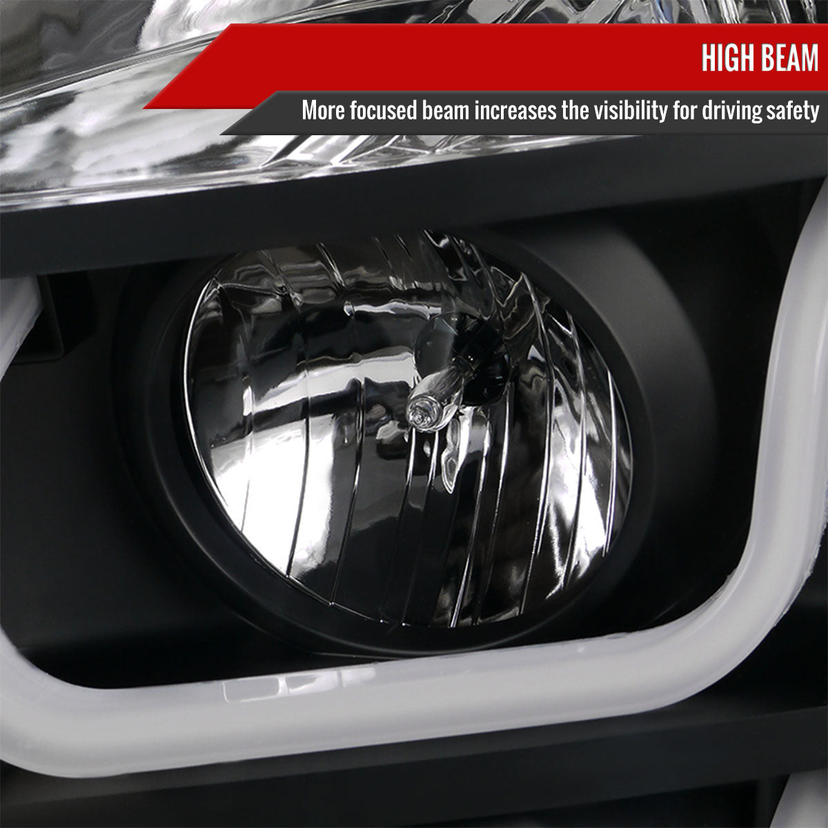 2007-2014 GMC Yukon/Yukon XL 1500/2500 LED U-Bar Projector Headlights (Matte Black Housing/Clear Lens)