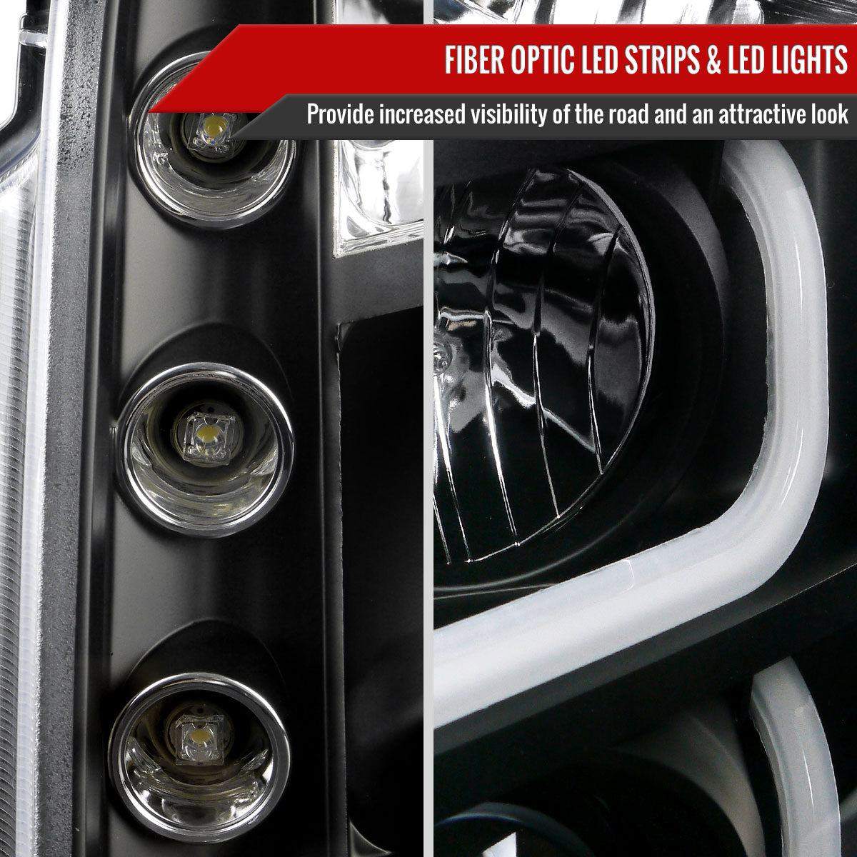 2007-2014 GMC Yukon/Yukon XL 1500/2500 LED U-Bar Projector Headlights (Matte Black Housing/Clear Lens)