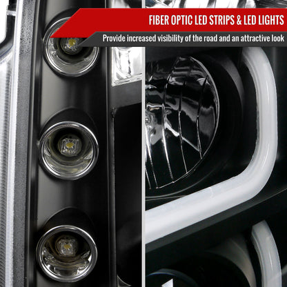 2007-2014 GMC Yukon/Yukon XL 1500/2500 LED U-Bar Projector Headlights (Matte Black Housing/Clear Lens)