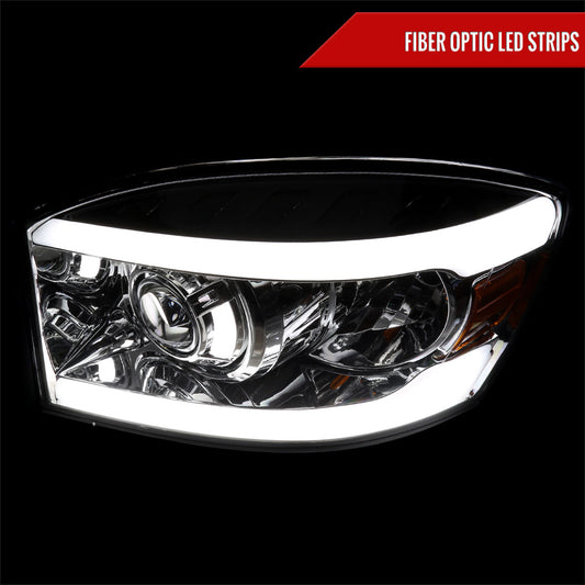 2006-2008 Dodge RAM 1500/ 2006-2009 Dodge RAM 2500/3500 LED Tube Projector Headlights (Chrome Housing/Smoked Lens)