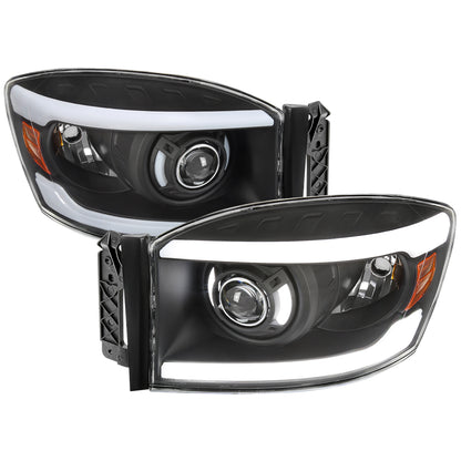 2006-2008 Dodge RAM 1500/ 2006-2009 Dodge RAM 2500/3500 LED Tube Projector Headlights (Matte Black Housing/Clear Lens)