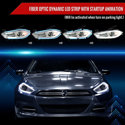 2013-2016 Dodge Dart Switchback Sequential Animated LED Bar Projector Headlights (Chrome Housing/Clear Lens)