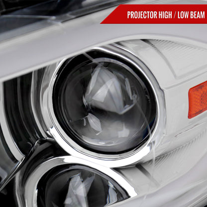 2013-2016 Dodge Dart Switchback Sequential Animated LED Bar Projector Headlights (Chrome Housing/Clear Lens)