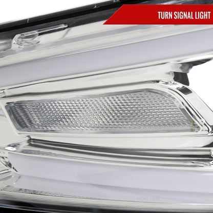 2013-2016 Dodge Dart Switchback Sequential Animated LED Bar Projector Headlights (Chrome Housing/Clear Lens)