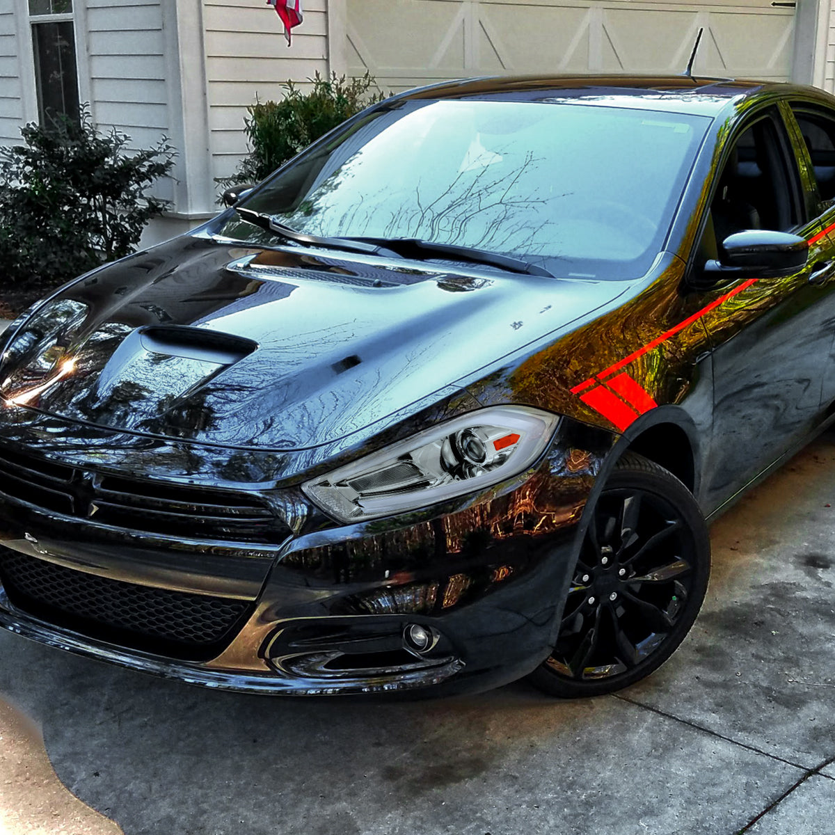 2013-2016 Dodge Dart Switchback Sequential Animated LED Bar Projector Headlights (Chrome Housing/Clear Lens)