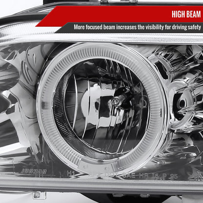 1996-2003 BMW E39 5 Series Dual Halo Projector Headlights (Chrome Housing/Clear Lens)