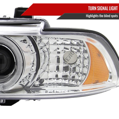 1996-2003 BMW E39 5 Series Dual Halo Projector Headlights (Chrome Housing/Clear Lens)