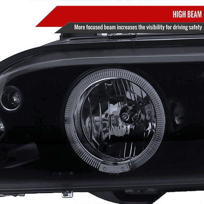 1996-2003 BMW E39 5 Series Dual Halo Projector Headlights (Glossy Black Housing/Smoked Lens)