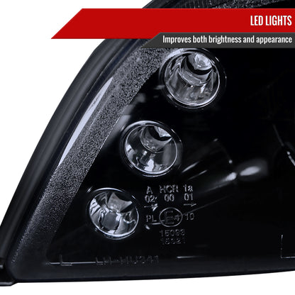 1996-2003 BMW E39 5 Series Dual Halo Projector Headlights (Glossy Black Housing/Smoked Lens)
