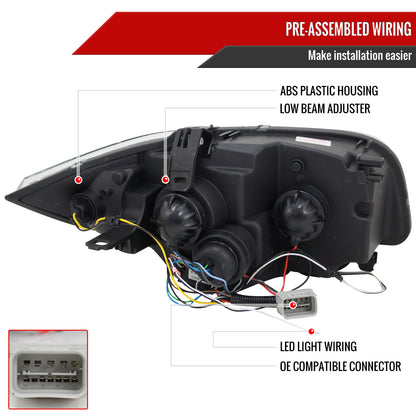 2004-2013 BMW E81 E82 E87 E88 Dual Halo Projector Headlights w/ LED Light Strip (Chrome Housing/Clear Lens)