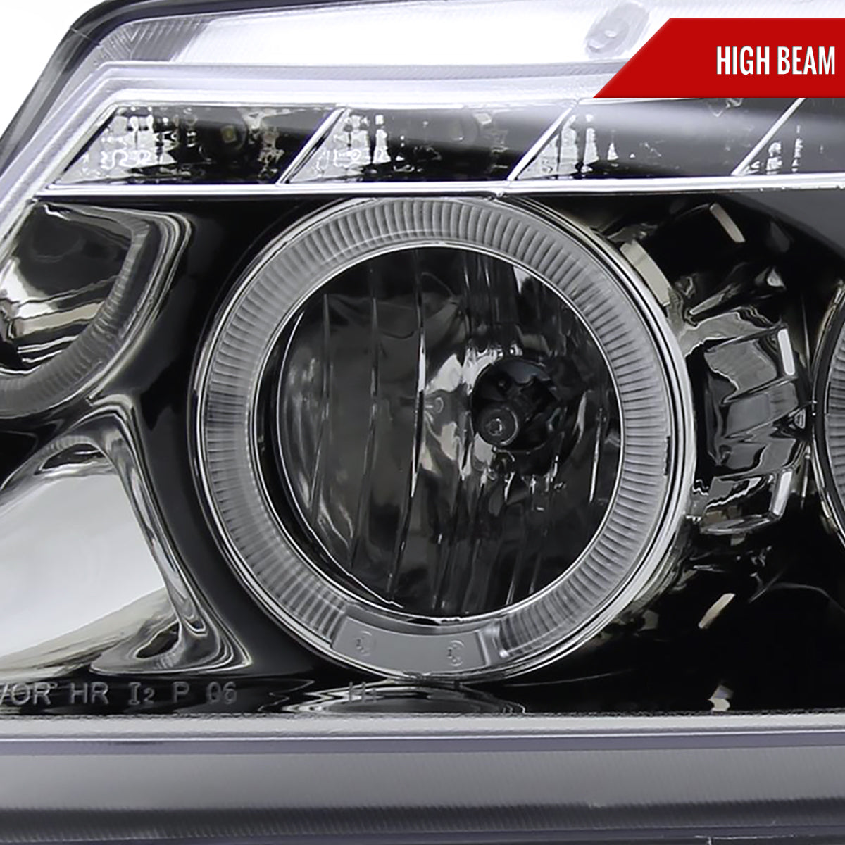 2006-2008 BMW E90 3 Series Sedan Dual Halo Projector Headlights w/ LED Light Strip (Chrome Housing/Clear Lens)