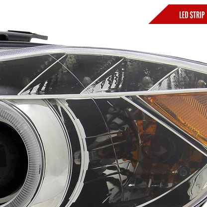 2006-2008 BMW E90 3 Series Sedan Dual Halo Projector Headlights w/ LED Light Strip (Chrome Housing/Clear Lens)