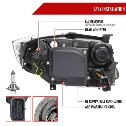 2006-2011 BMW E90 3 Series Sedan 3D Iced LED Dual Projector Headlights (Chrome Housing/Clear Lens)